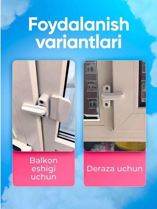 Balkon eshigi uchun qulflovchi fiksator, oson oʻrnatiladi, ruxlangan metall