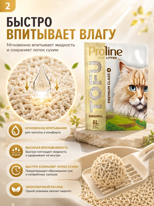 Proline Tofu Originall 6 л, 2,5 кг, растительный наполнитель без запаха