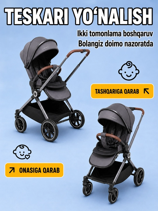 Детская коляска 2 в 1, высокая, люлька, прогулочный блок, 5-точечный ремень