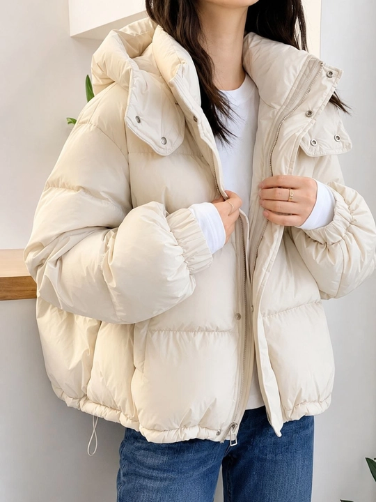 Ayollar uchun qishki oversize pufak kurtka, kapyushonli, issiq va y - 