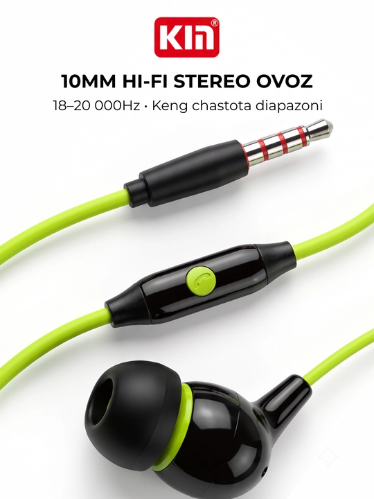 Simli quloqchin KIN K816 3.5mm 10mm 32 Ohm TPE kabel 120 sm naushnik stereo