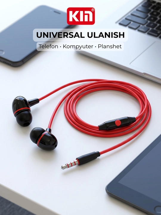 Simli quloqchin KIN K816 3.5mm 10mm 32 Ohm TPE kabel 120 sm naushnik stereo