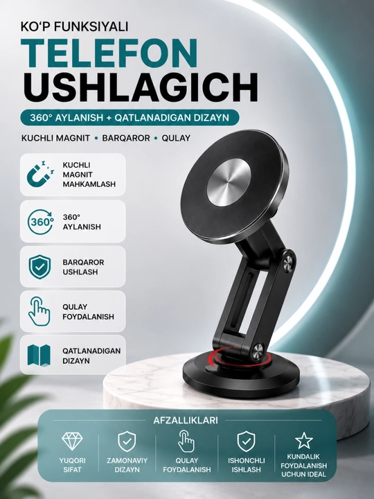 Telefon uchun 360° buriluvchi magnit tutqich |MagSafe bilan mos keladi - 