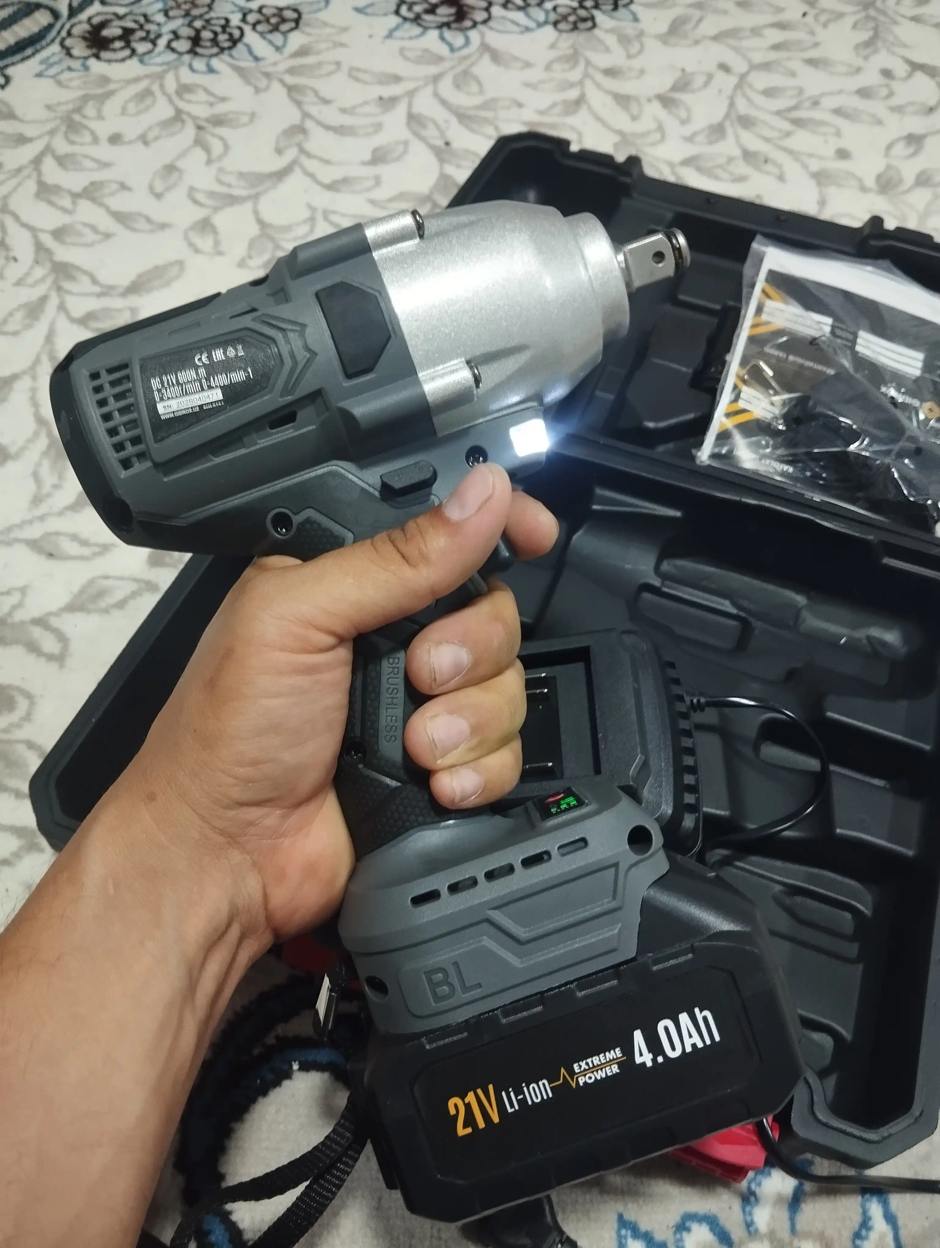 Гайковерт ударный, профессиональный гайковёрт GIDROX GPD-21V-D 600 N.M