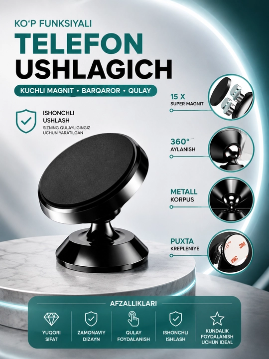 Telefon uchun magnitli tutqich 360° - 