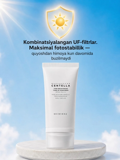 Yuz uchun quyoshdan himoya qiluvchi krem-zaroSKIN1004 Madagascar Centella namlovchi, 50 ml