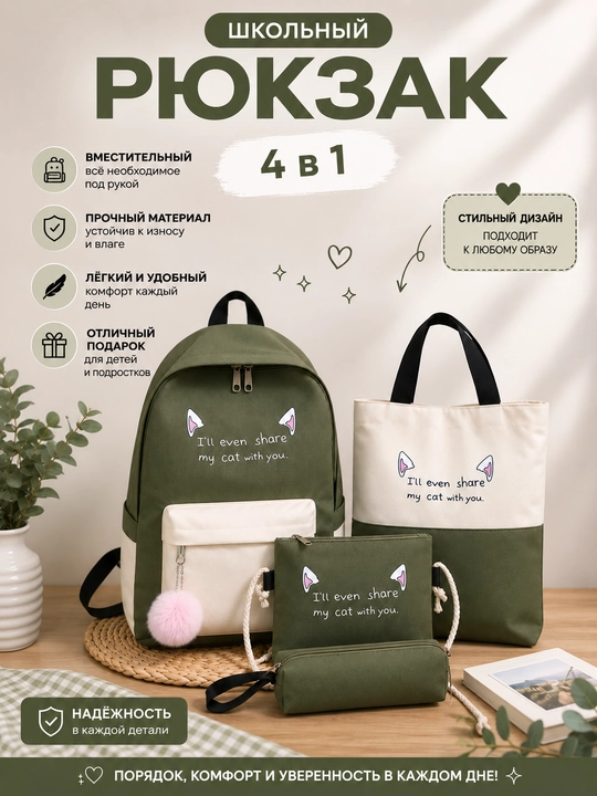 Школьный рюкзак для девочек, 4 в 1 - 