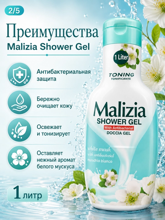 Гель для душа, 1 л — бергамот и шалфей, белый мускус, хвоя и зелёный чай