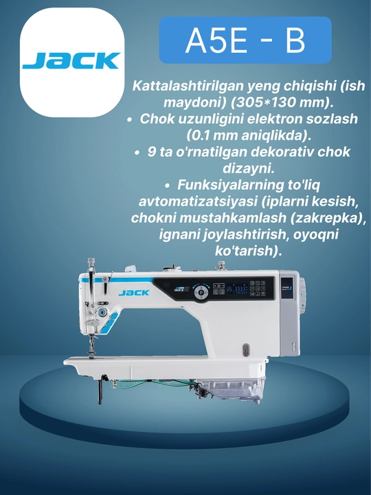 JACK A5E-B A.M.H 2 — sanoat tikuv mashinasi, AI materialni tanish bilan - 