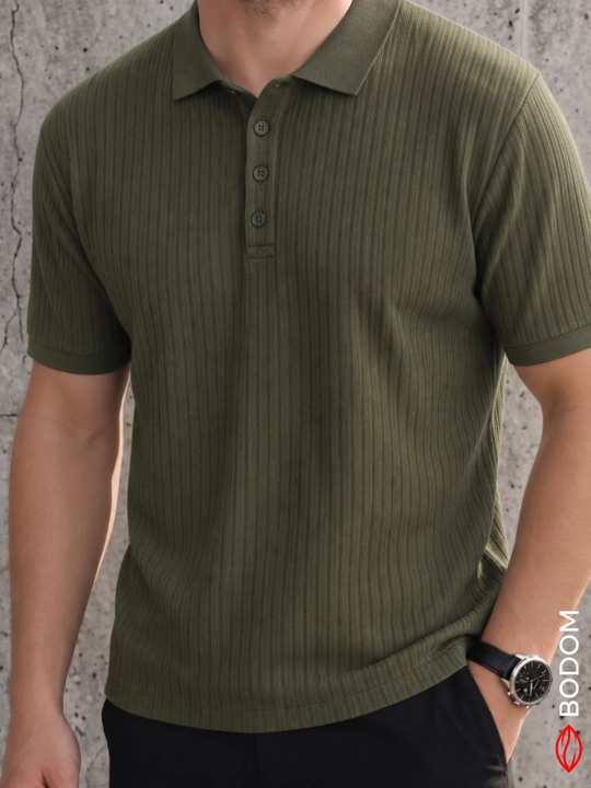 Erkaklar polo futbolkasi, qisqa yengli, ribana matoli, polyester, kundalik