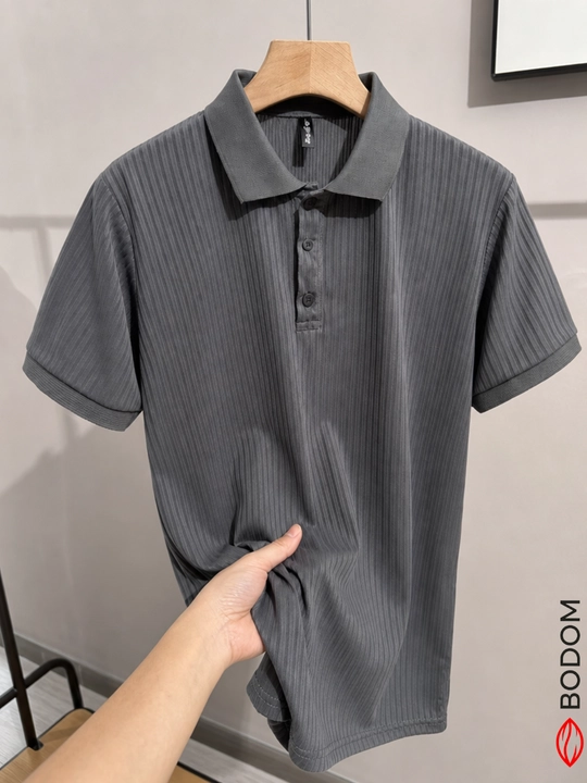 Erkaklar polo futbolkasi, qisqa yengli, ribana matoli, polyester, kundalik