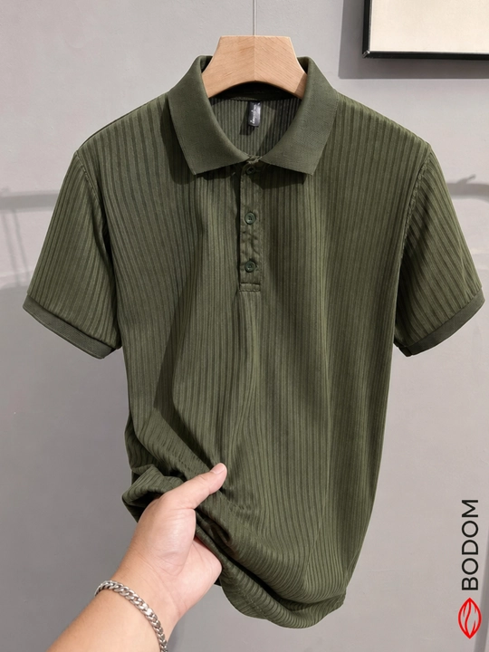 Erkaklar polo futbolkasi, qisqa yengli, ribana matoli, polyester, kundalik