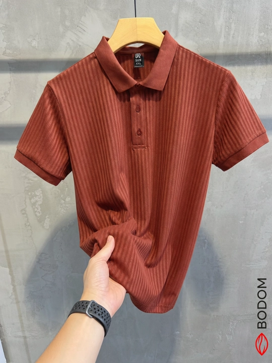 Erkaklar polo futbolkasi, qisqa yengli, ribana matoli, polyester, kundalik