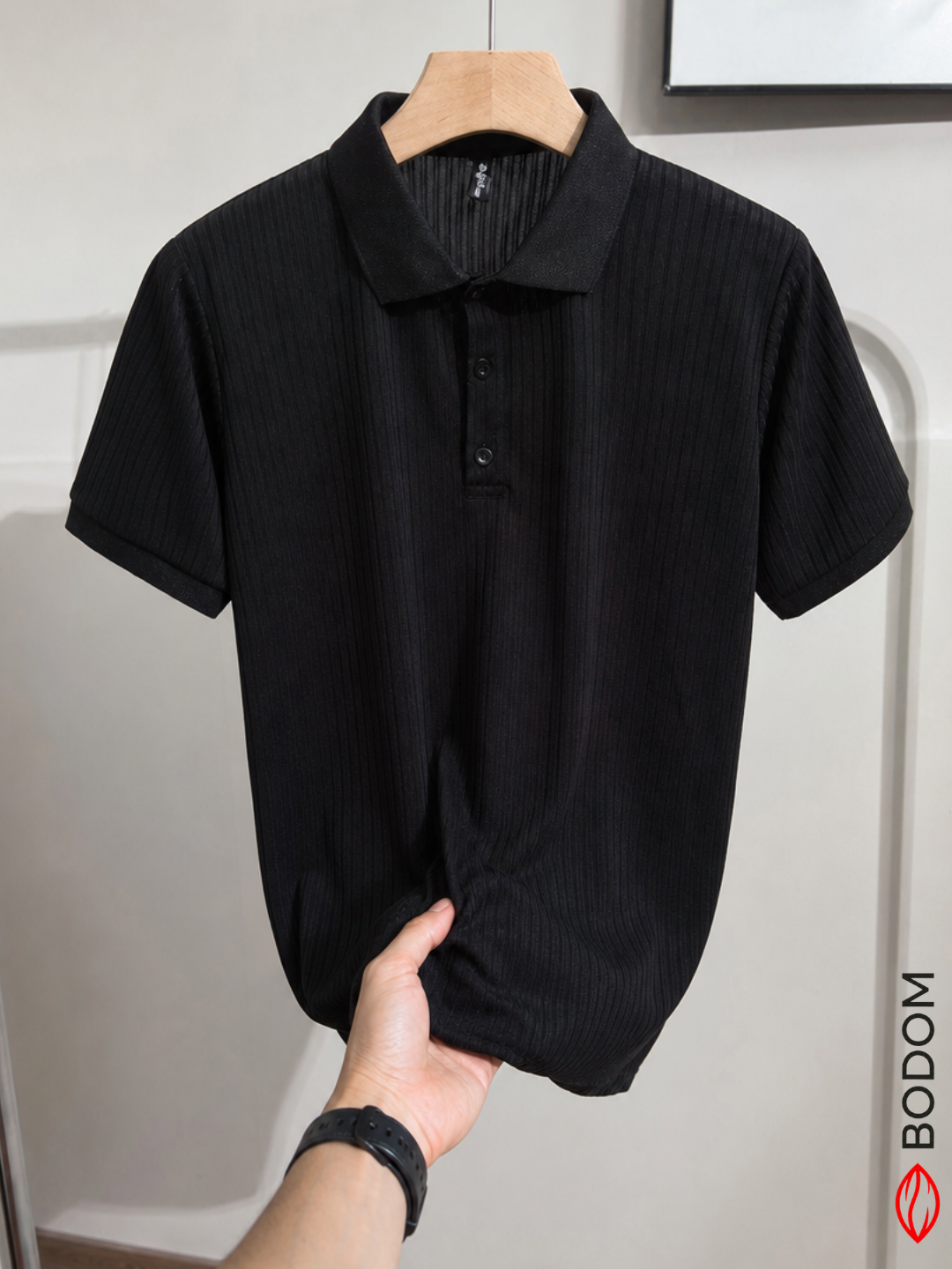 Erkaklar polo futbolkasi, qisqa yengli, ribana matoli, polyester, kundalik