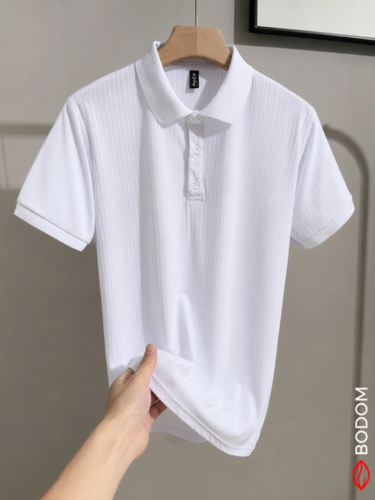 Erkaklar polo futbolkasi, qisqa yengli, ribana matoli, polyester, kundalik