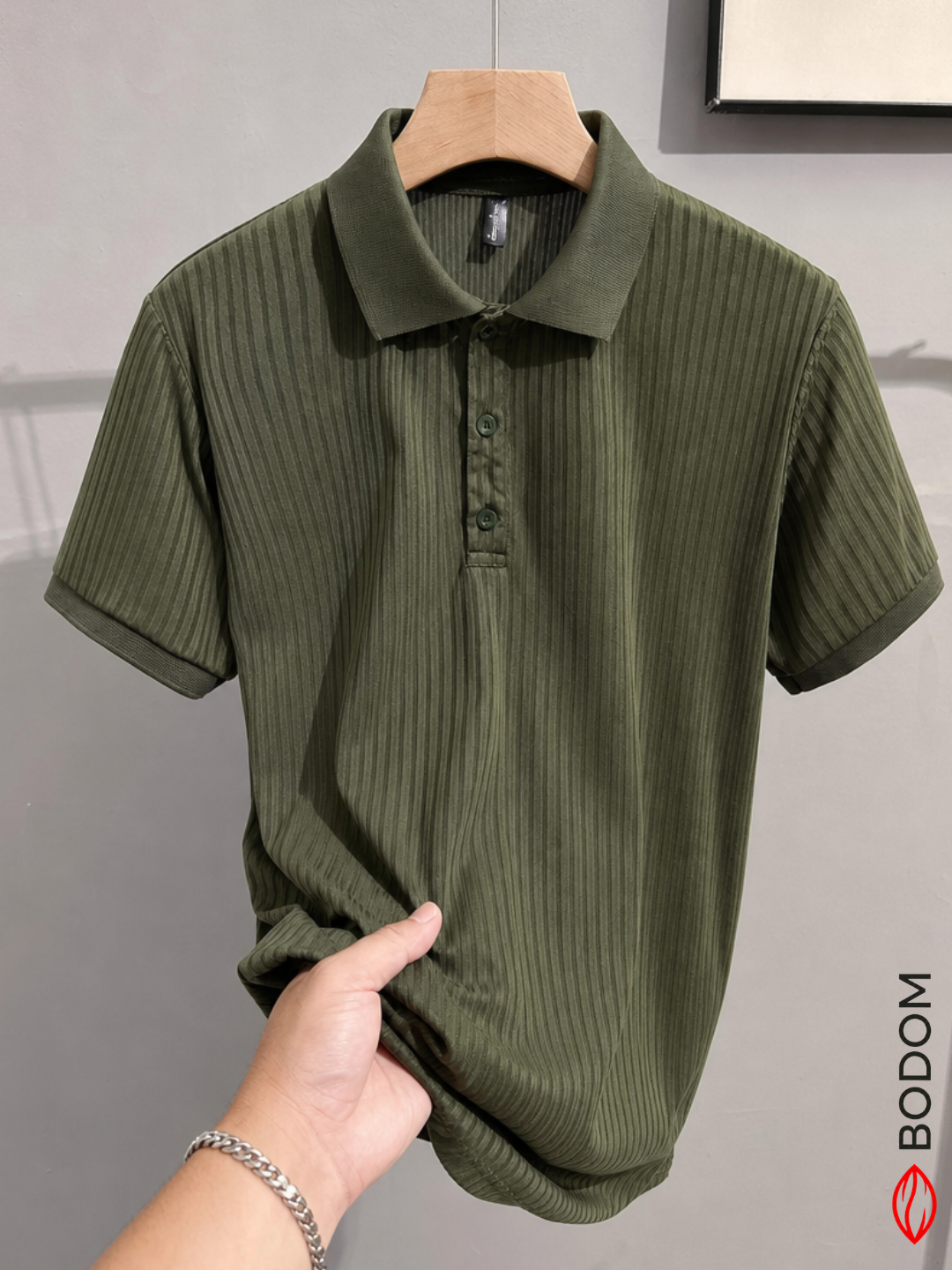 Erkaklar polo futbolkasi, qisqa yengli, ribana matoli, polyester, kundalik