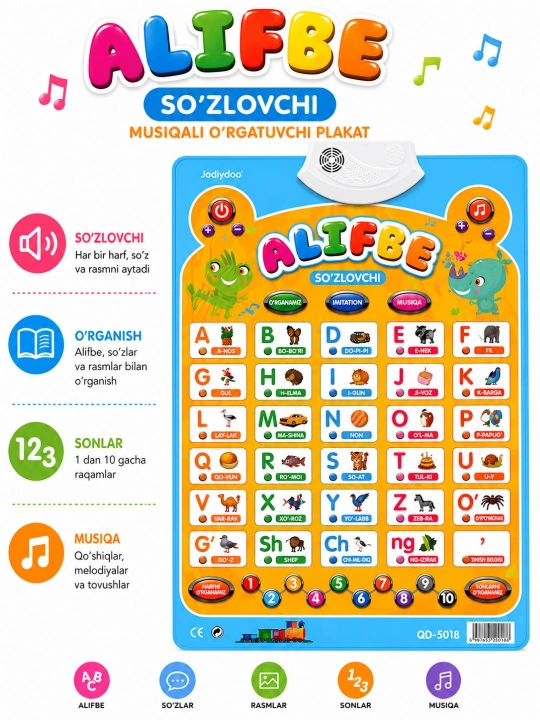 Алфавит плакат, русский, узбекский, английский алфавит, динамик, алфавит - 