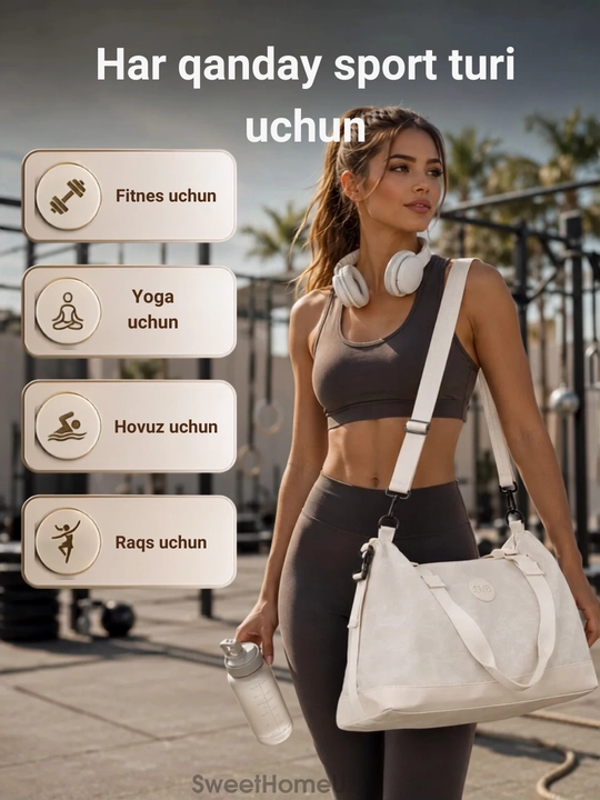 FItnes, basseyn, sayohat uchun mo‘ljallangan sport yo‘l sumkasi, qo‘l yuki