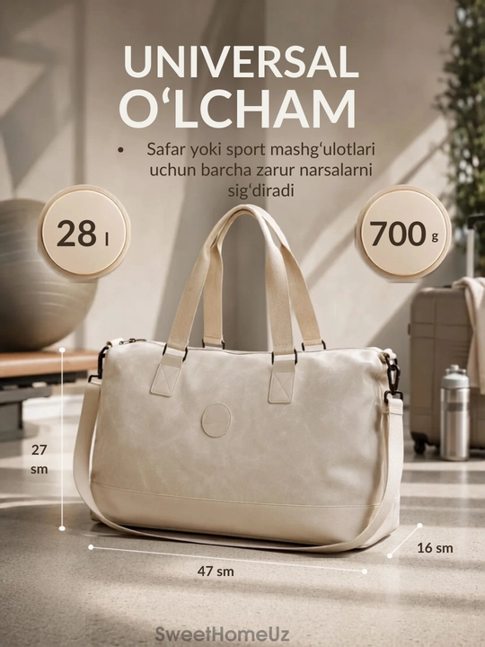FItnes, basseyn, sayohat uchun mo‘ljallangan sport yo‘l sumkasi, qo‘l yuki