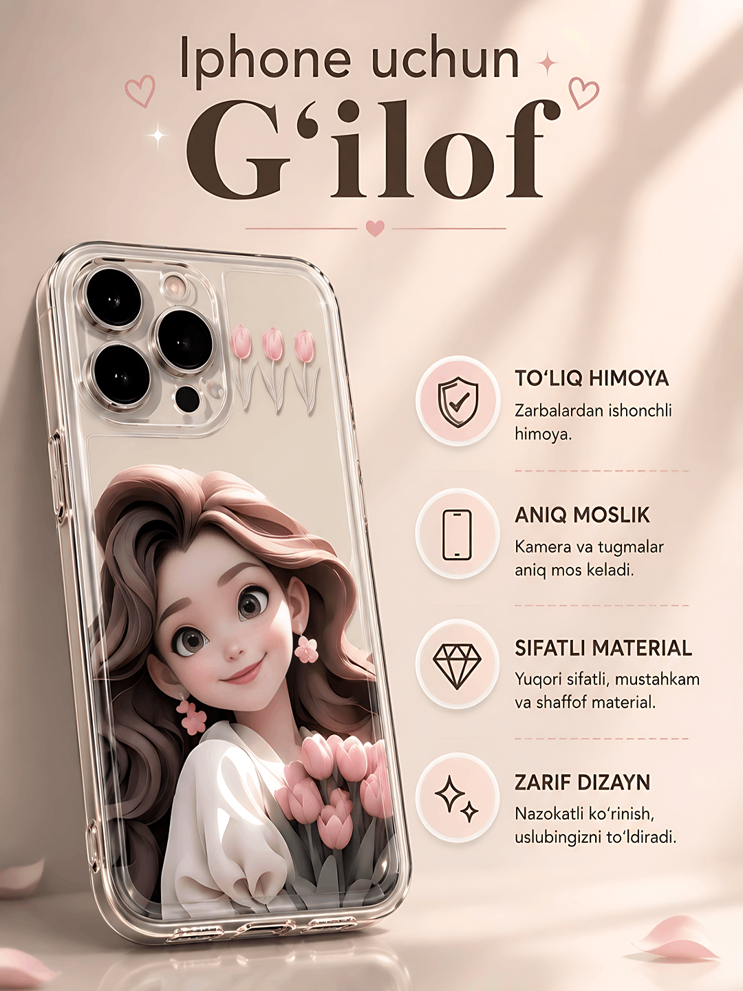 IPhone uchun kreativ dizaynli silikon g'ilof, "Funny Baby" bosma bilan - 
