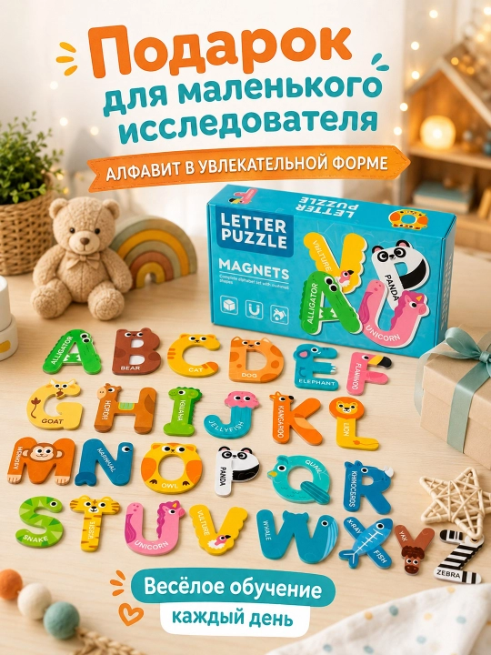 Магнитные пазлы для детей, обучающий набор магнитов на холодильник