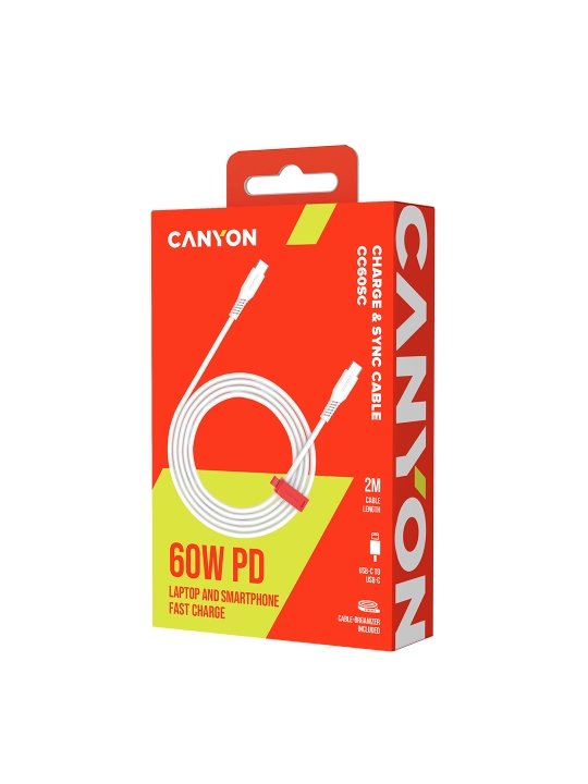 Slikon kabel Canyon OnWire USB A USB C, 18 W 60 W, 1.2 m, 2 m, organayzer bilan