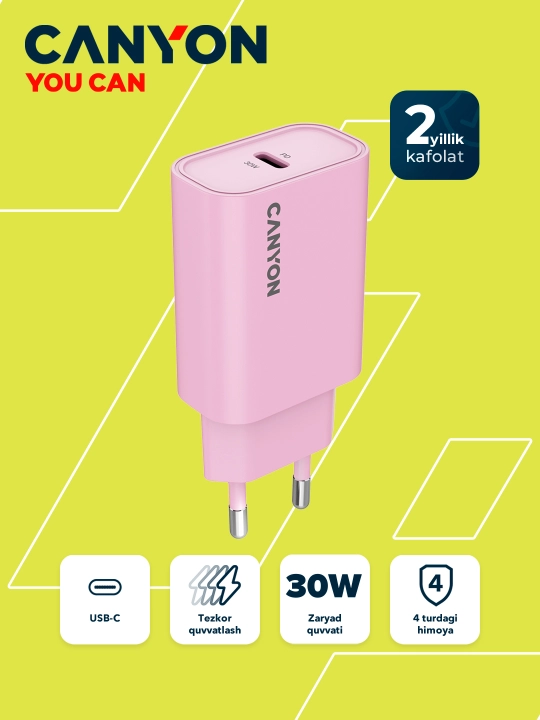 Tarmoq zaryadlash qurilmasi Canyon OnCharge 30CL, Type C, PD 30W - 