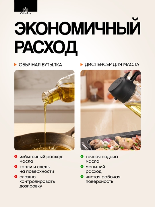 Диспенсер для масла 2 в 1 с распылителем, стеклянная бутылка, дозатор для масла
