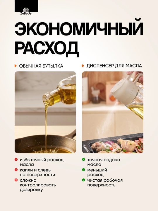 Диспенсер для масла 2 в 1 с распылителем, стеклянная бутылка, дозатор для масла