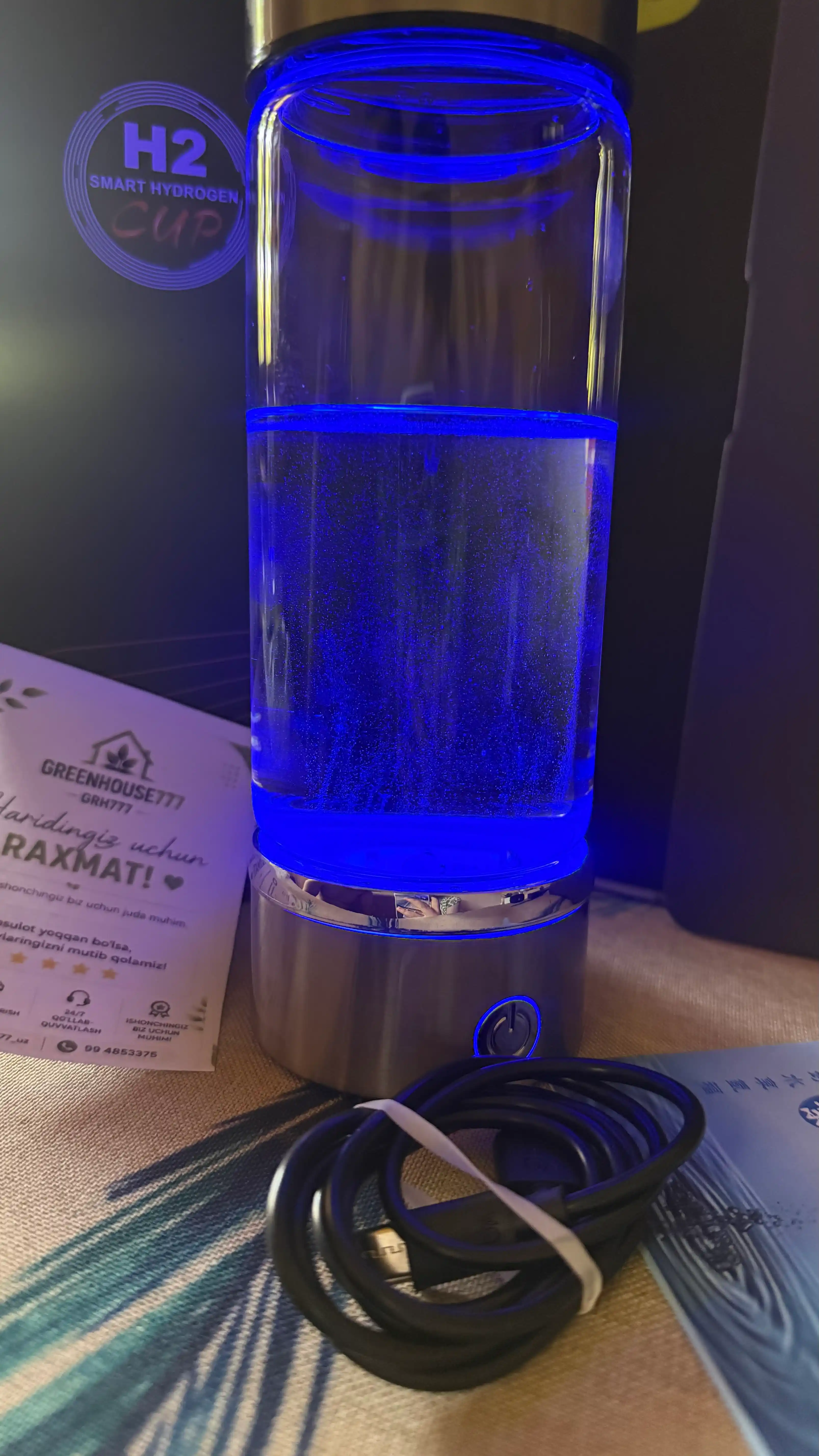 Vodorodli suv generatori 420 ml – Type-C zaryadli Hydrogen Water Bottle