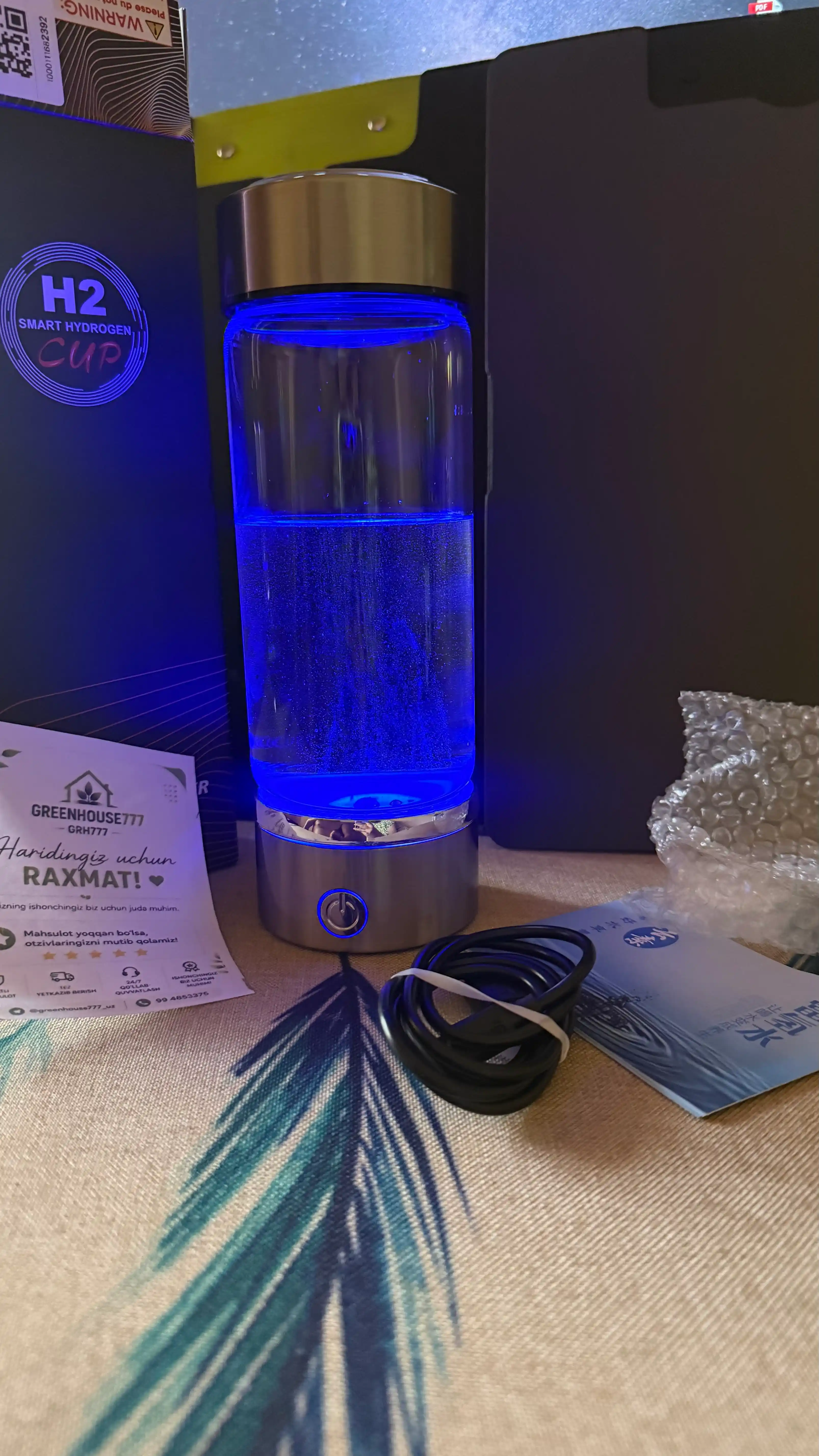 Vodorodli suv generatori 420 ml – Type-C zaryadli Hydrogen Water Bottle