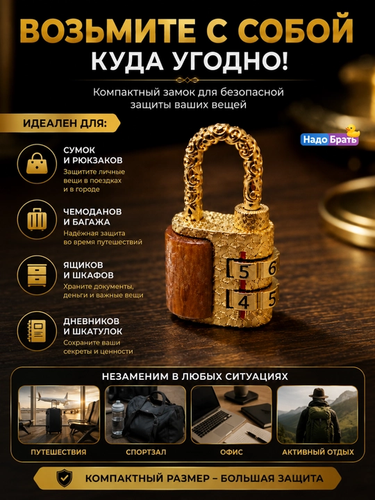 Dekorativ kodli qulf, 2 xonali mini osma qulf, metall korpusli