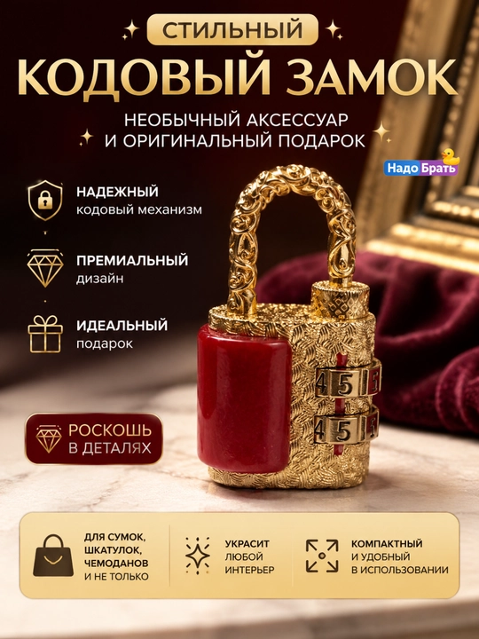 Dekorativ kodli qulf, 2 xonali mini osma qulf, metall korpusli - 