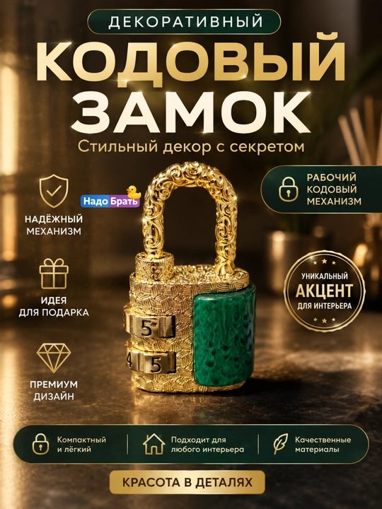 Dekorativ kodli qulf, 2 xonali mini osma qulf, metall korpusli - 
