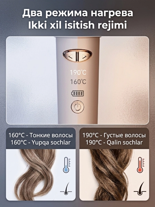 Soch uchun 5000 mA/soat quvvatli, 160-190°C haroratli simsiz avtoplayka keramik yo‘l jingalaklari