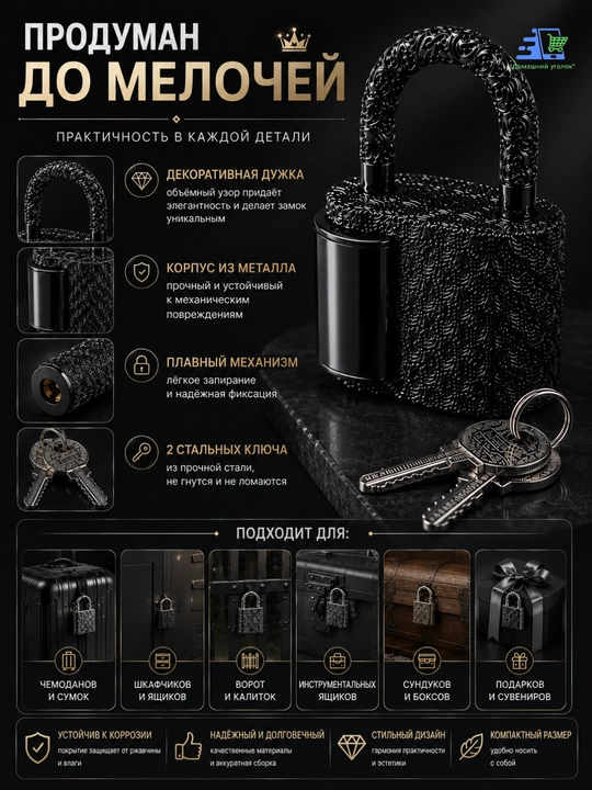 Kalitli dekorativ osma qulf, metall, mini-qulf, 3 xil rangda