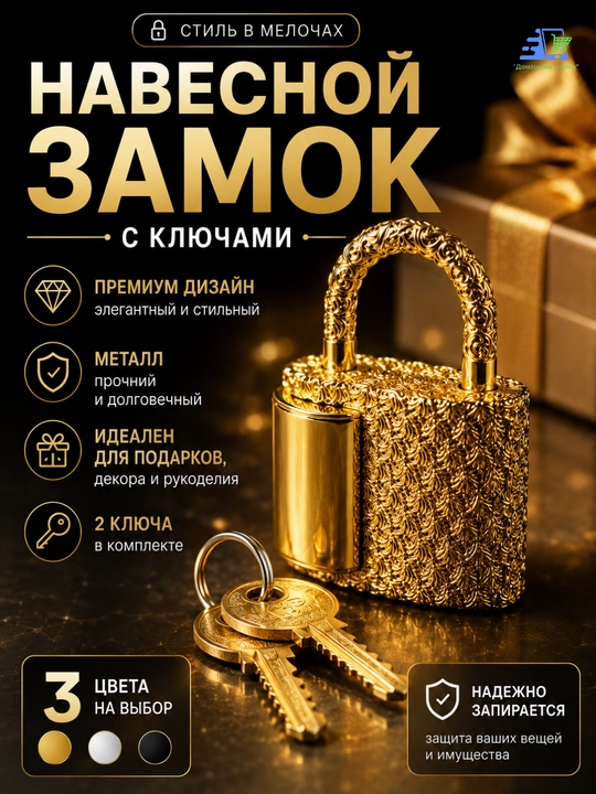 Kalitli dekorativ osma qulf, metall, mini-qulf, 3 xil rangda