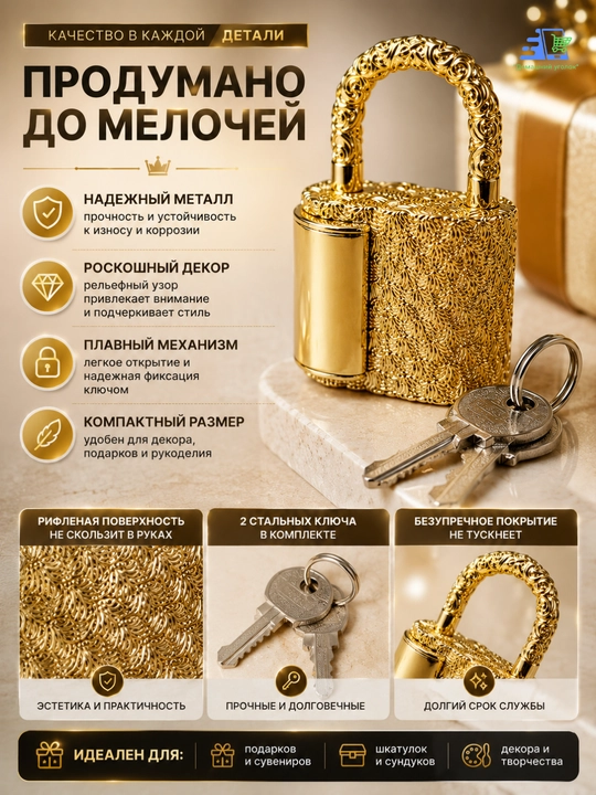 Kalitli dekorativ osma qulf, metall, mini-qulf, 3 xil rangda