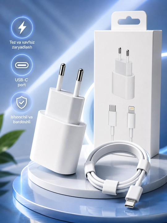 20W USB-C Zaryadlovchi To‘plami (Adapter va Kabel) - 