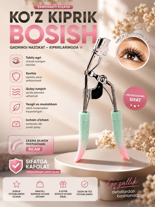 Qisqich, kipriklarni jingalaklash va bukish uchun qisqichlar, burash uchun kerler - 
