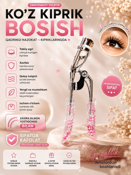 Qisqich, kipriklarni jingalaklash va bukish uchun qisqichlar, burash uchun kerler - 