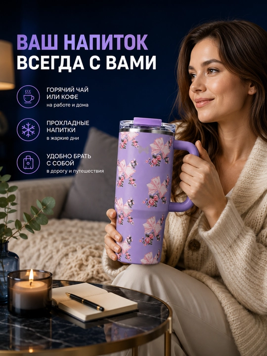 Термос 900 мл, термокружка, термос для воды, термос с трубочкой, термокружка, стакан