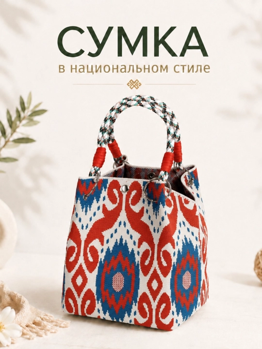 Milliy naqshli ayollar sumkasi SHOPPER mini adras aksessuar qizlar uchun - 