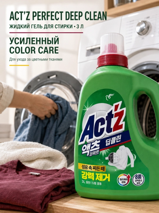 Стиральный гель Act’z Deep Clean, 3 л - 