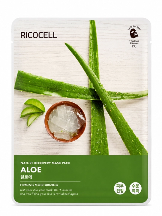 RICOCELL Nature Recovery Aloe, yuz uchun mato niqobi, 23 g, Koreya