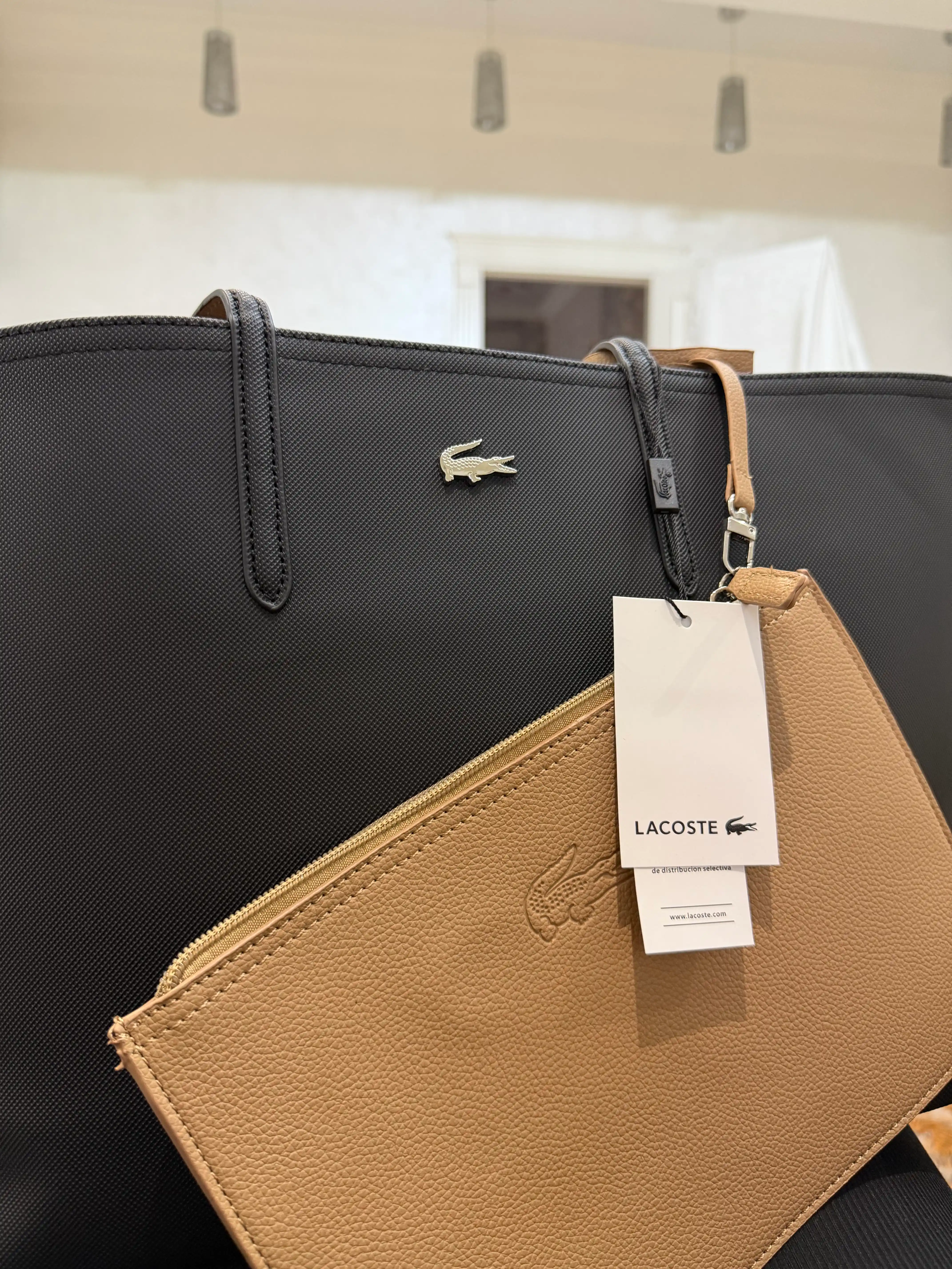 Сумка в стиле Lacoste, кросс-боди, плечевая модель + двусторонний кошелек