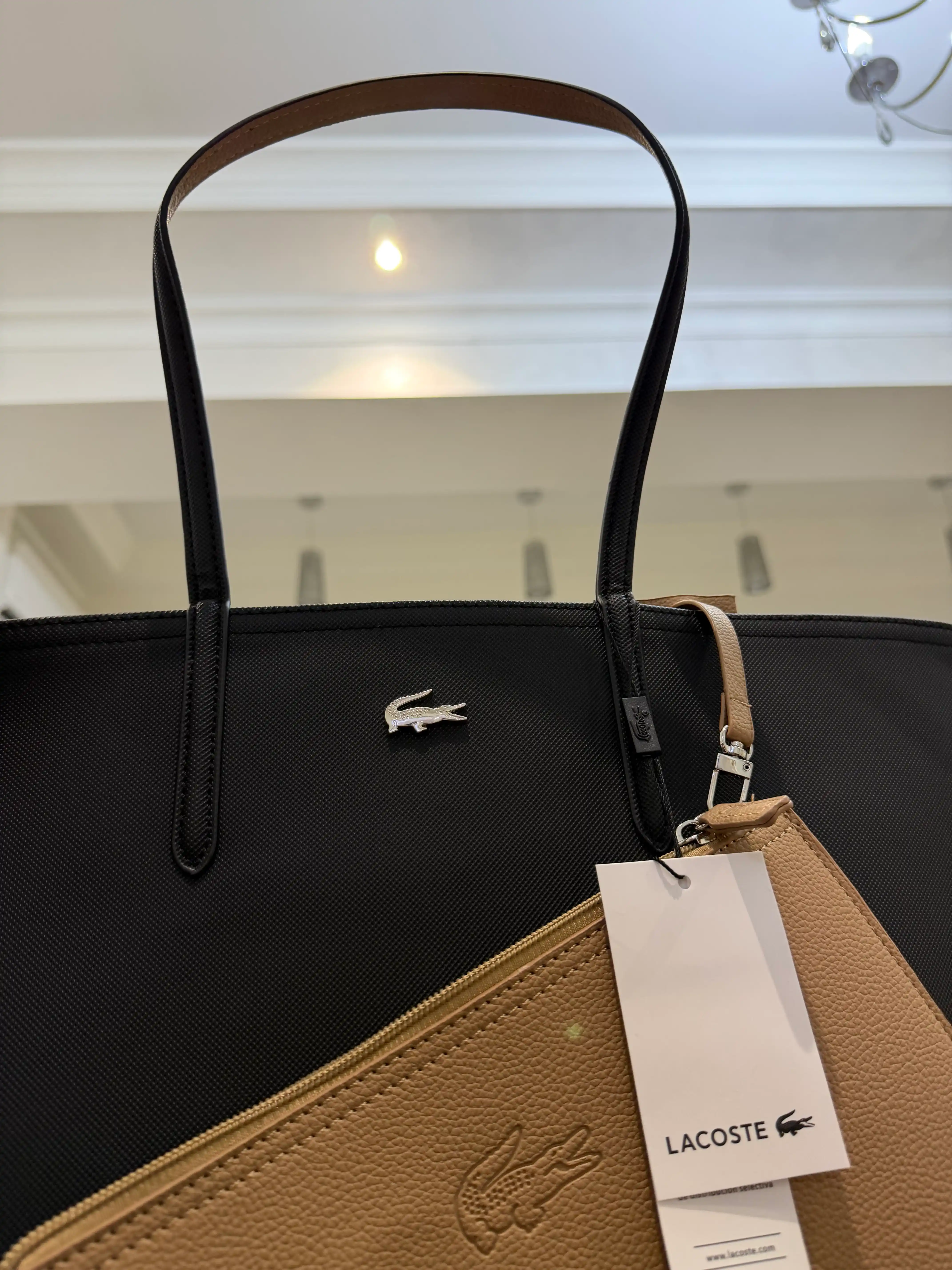 Сумка в стиле Lacoste, кросс-боди, плечевая модель + двусторонний кошелек