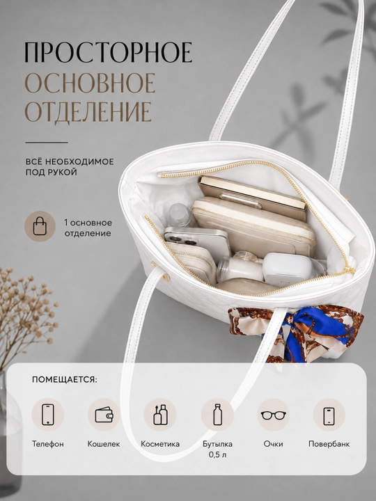 Сумка женская, шоппер на плечо, для работы и учебы, спортивная, А4, эко-кожа