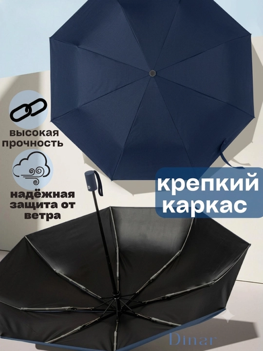 Зонт автомат мужской и женский складной, двухсторонний антиветер, с защитой от солнца