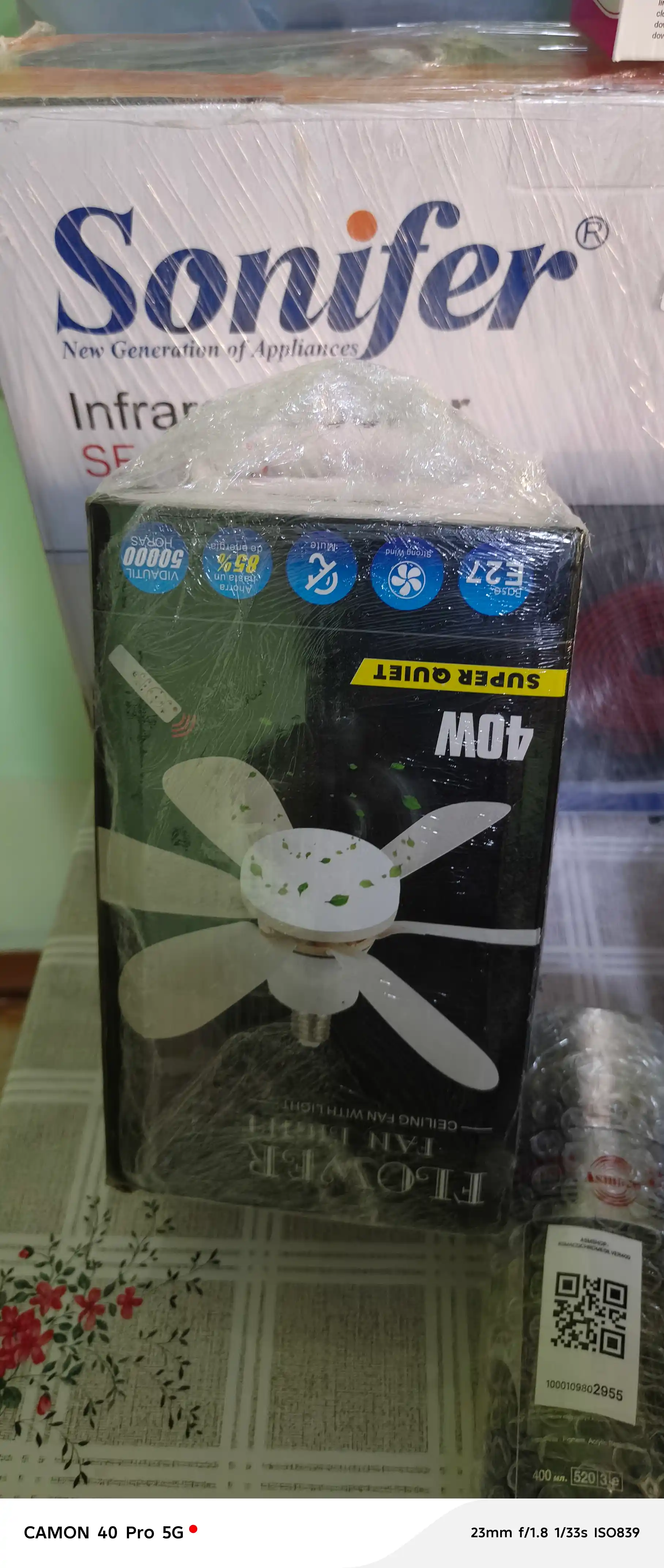 Ventilyator lampa pultli 40W, 3 tezlik, yorug‘lik sozlamalari